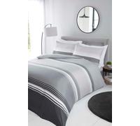Rapport Home Chicago Stripes Microfiber Duvet Cover Bedding Set with Pillowcase in Grey | Size: King Rapport Home Grey King