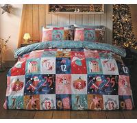 Rapport Home Christmas Advent Calendar Double Reversible Microfibre Duvet Cover Set - Xmas Double Multicoloured Bedding Set