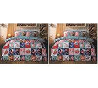 Rapport Home Christmas Advent Calendar Single Reversible Microfibre Duvet Cover Set - Xmas Single Multicoloured Bedding Set (Pack of 2)