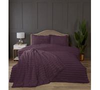 Rapport Home Chunky Ribbed Fur Polyester Soft & Cozy Duvet Cover Set With Pillowcase in Burgundy | Size: Double Rapport Home Burgundy Double