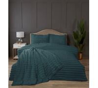 Rapport home Chunky Ribbed Premium Luxury Faux Rabbit Fur Duvet Cover Set Single Racing Green Soft and Warm Fluffy Bedding Set