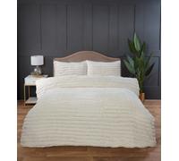Rapport home Chunky Ribbed Premium Luxury Faux Rabbit Fur Duvet Cover Set Single Vanilla Soft and Warm Fluffy Bedding Set