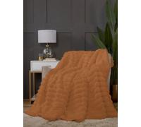 150x200cm Rabbit Fur Throw - Burnt Orange Rapport Home White 150cm × 200cm