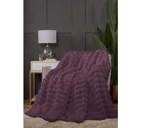 Rapport Home Chunky Ribbed Soft & Cozy Fur Throw (150x200 cm) in Burgundy | Size: 150 cm × 200 cm Rapport Home Burgundy 150 cm × 200 cm