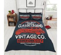 Rapport Home Rapport Reversible 2 Sided Classic Vintage Car American New York Duvte Cover Bedding Set, Multi, King