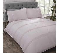Rapport Home Contemporary Kingsize Quilt Cover Set with Elegant Blush Pink Ribbon and Bows Embroidery