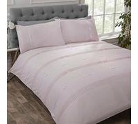 Rapport Home Contemporary Single Quilt Cover Set with Elegant Blush Pink Ribbon and Bows Embroidery