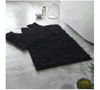 Rapport Home Cotton Twist Bath and Pedestal Mat Set, Black, 80 x 50 x 2 cm