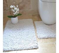 Rapport Home Cotton Twist Bath and Pedestal Mat Set, White, 80 x 50 x 2 cm