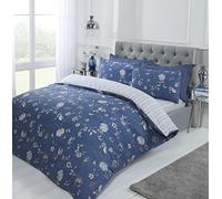 Rapport Home Country Toile Floral Navy Reversible Kingsize Duvet Cover Set