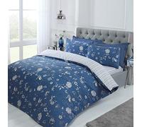 Rapport Home Country Toile Floral Navy Reversible Single Duvet Cover Set