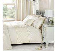 Rapport Home Cream Double Duvet Cover Bedding Bed Set Floral Emdroidered, Beige