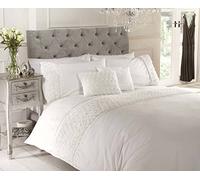 Rapport Duvet Quilt Cover Set Bedding Raised Rose & Ribbon Polycotton, Cotton and Polyester, Cream