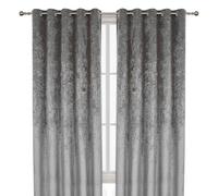 Rapport Home Crushed Velvet Eyelet Curtains, 66" x 90"-Silver, Polyester, 1 x 229 x 168 cm