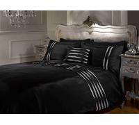 Crystal Diamante Filled New Oblong Cushion Boudoir Pleated Modern, 30 x 40 cm, Polyester, Black, 39.5x29.5x7.5 cm