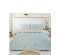 Rapport Home Daisy Flower King Floral Blue Reversible Duvet Cover Set