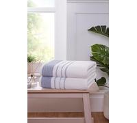 Rapport Home Dakota Stripe Bath Sheets 2 Pack | Blue 90x140cm | Luxurious 500GSM 100% Cotton | Oeko-Tex Certified Absorbent & Soft Bathroom Towels