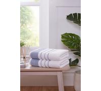 Rapport Home Dakota Stripe Bath Towel Pure Cotton Blue