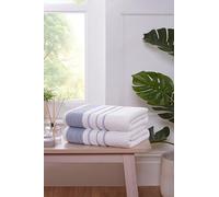 Rapport Home Dakota Stripe Bath Towels 2-Pack | Blue, 70x120cm | 100% Cotton 500gsm | Oeko-Tex Made in Green & BCI Certified