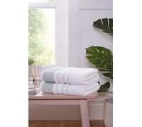 Rapport Home Dakota Stripe Bath Towels 2-Pack | Green, 70x120cm | 100% Cotton 500gsm | Oeko-Tex Made in Green & BCI Certified