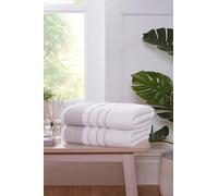 Rapport Home Dakota Stripe Bath Towels 2-Pack | Natural, 70x120cm | 100% Cotton 500gsm | Oeko-Tex Made in Green & BCI Certified