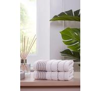 Rapport Home Dakota Stripe Face Towels 2-Pack Luxurious 100% Cotton 500gsm Soft Absorbent Face Cloths, Oeko-Tex Certified Bathroom Hand Towels | Natural (30x30cm)