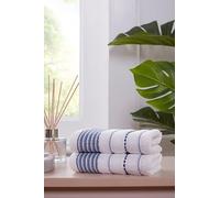Rapport Home Dakota Stripe Face Towels 2-Pack Luxurious 100% Cotton 500gsm Soft Absorbent Face Cloths, Oeko-Tex Certified Bathroom Hand Towels | Blue (30x30cm)