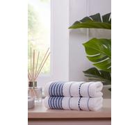Rapport Home Dakota Stripe Pure Cotton Face Cloth Towels Set Of 4 (Blue)