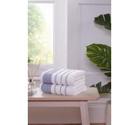 Rapport Home Dakota Stripe Pure Cotton Hand Towels Set Of 2 (Blue)