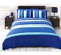 Rapport Home Detroit Stripped Polycotton Duvet Cover Set with Pillowcase in Blue | Size: Double Rapport Home Blue Double