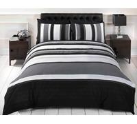 Rapport Home Detroit Stripped Polycotton Duvet Cover Set with Pillowcase in Grey | Size: Single Rapport Home Grey Single