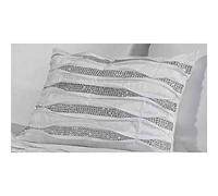 Rapport Home Diamante Filled New Oblong Cushion Boudoir Pleated Modern, 30 x 40cm, Polyester, White, 39.5x29.5x7.5 cm (Pack of 1)