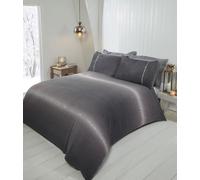 Rapport Home Double Diamante Teddy Duvet Set - Grey, Grey