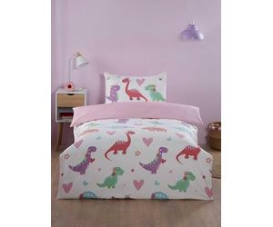 Rapport Home Dino Daisy Kids Microfibre Duvet Cover Set Single Multi