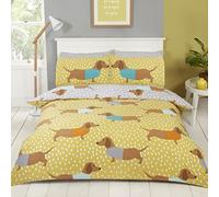 Rapport Home Furnishings Dolly Daschund Bedding Set, Polycotton, Ochre, King