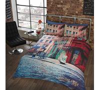 Rapport Home Double Duvet Cover Set and 2 Pillowcase Urban City Street Quilt Cover Bed Set Bedding. Photographic print.