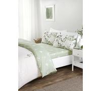 Rapport home Double Duvet Cover Set Green Floral Microfibre Bedding with Fitted Sheet & 2 Pillowcases - Soft & Stylish Bedroom Decor