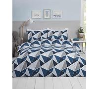 Rapport Home Rapport LEO Geometric Reversible Duvet Cover Set Navy, Cotton, Double