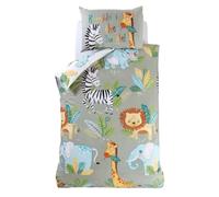 Rumble In The Jungle Single Duvet Cover Set Safari Animals Kids Bedding & Pillow