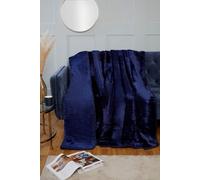 Rapport Home Dyed Mink Faux Fur Polyester Soft Cosy Plain Throw (150X200) Navy