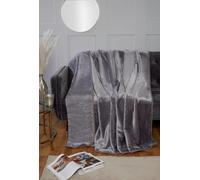 Dyed Mink Faux Fur Polyester Super Soft Cosy Plain Throw Rapport Home Silver 150cm × 200cm