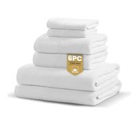 Rapport Home Eden Weave 6-Piece Towel Bale - Luxurious 100% Cotton Set | 500GSM Soft Absorbent Towels, Quick-Dry Comfort & Elegant Bathroom Style | Bale White