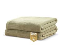 Rapport Home Eden Weave Bath Sheets 2 Pack | Olive 90x140cm | Luxurious 500GSM 100% Cotton | Oeko-Tex Certified Absorbent & Soft Bathroom Towels