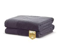 Rapport Home Eden Weave Bath Sheets 2 Pack | Steel Grey 90x140cm | Luxurious 500GSM 100% Cotton | Oeko-Tex Certified Absorbent & Soft Bathroom Towels