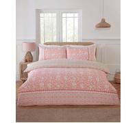 Rapport Home Eleanor Floral Geometric Reversible Duvet Cover Set with Pillowcase in Pink | Size: Double Rapport Home Pink Double