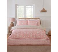 Rapport Home Eleanor Floral Geometric Reversible Duvet Cover Set with Pillowcase in Pink | Size: Single Rapport Home Pink Single