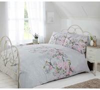 Rapport Home Eloise Floral Polycotton Duvet Cover Set with Pillowcase in Light Grey | Size: Single Rapport Home Light Grey Single