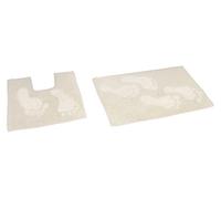 Rapport Home Feet Bath and Pedestal Mat Set, Cotton, Cream, 80 x 50 x 2 cm