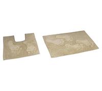 Rapport Home Feet Bath and Pedestal Mat Set, Cotton, Natural, 80 x 50 x 2 cm