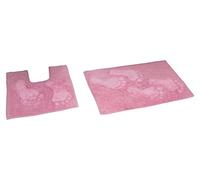 Rapport Home Feet Bath and Pedestal Mat Set, Cotton, New Pink, 80 x 50 x 2 cm